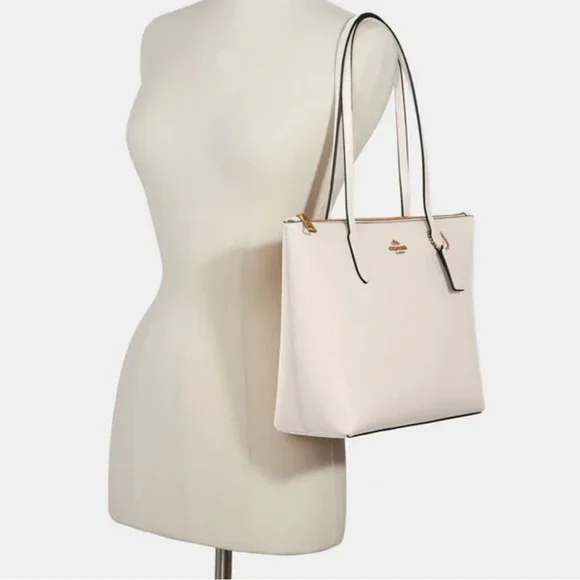Coach Zip Top Tote in white (gold / chalk) #4454 - Picture 1 of 8